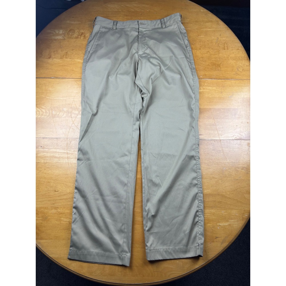 Nike Golf Mens Dri-FIT Khaki Tan Flat Front Chino Pants 32x32 Stretch Trousers